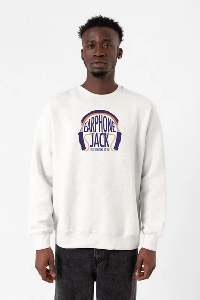 My Hero Academi Anime Earphone Jack Beyaz Erkek 2ip Sweatshirt ürün görseli 1