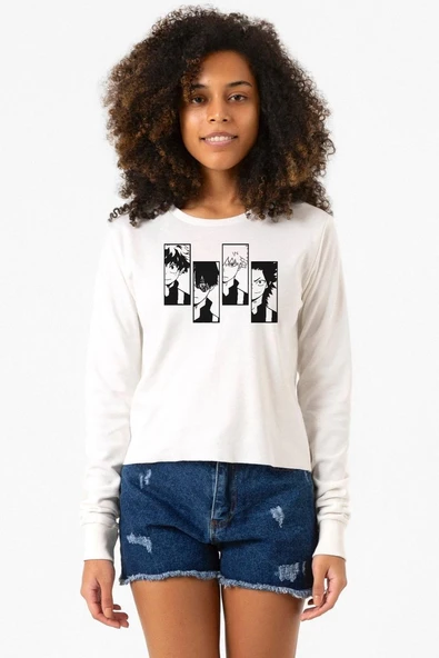 My Hero Academi Anime Class 1A Boys Ekstra Uzunkol Sweatshirt Ekru ürün görseli 1