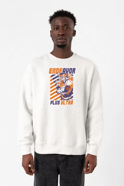 My Hero Academi Anime Endeavor Plus Ultra Beyaz Erkek 2ip Sweatshirt ürün görseli 1