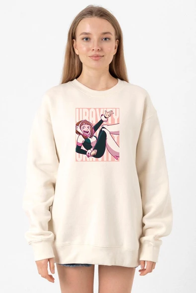 My Hero Academi Uravity Minimal Ekru Kadın 2ip Sweatshirt ürün görseli 1