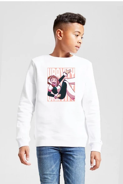My Hero Academi Uravity Minimal Beyaz Çocuk 2ip Sweatshirt ürün görseli 1