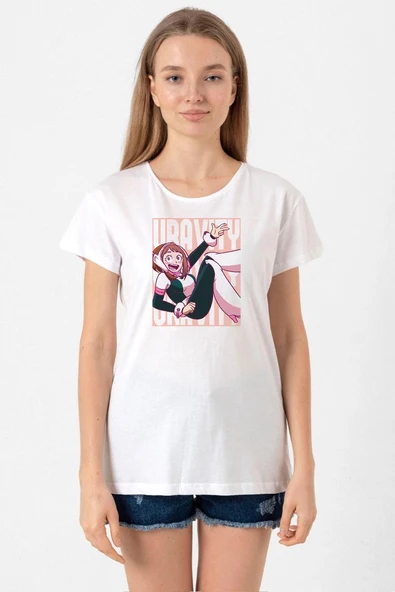My Hero Academi Uravity Minimal Beyaz Kadın Bisikletyaka Tshirt ürün görseli 1