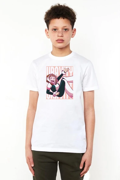 My Hero Academi Uravity Minimal Beyaz Çocuk Bisikletyaka Tshirt ürün görseli 1