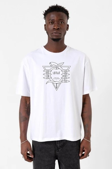Neon Genesis Evangelion Seele Logo Beyaz Erkek Oversize Tshirt ürün görseli 1