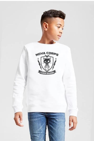 Nova Corps Flerken Squadron Beyaz Çocuk 2ip Sweatshirt ürün görseli 1