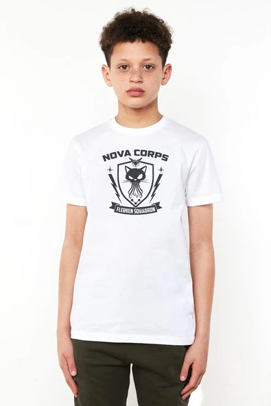 Nova Corps Flerken Squadron Beyaz Çocuk Bisikletyaka Tshirt ürün görseli 1