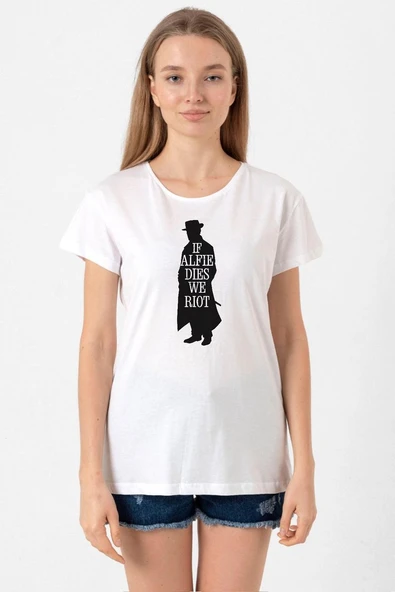 Peaky Blinders Alfie Dies Halloween Beyaz Kadın Bisikletyaka Tshirt ürün görseli 1
