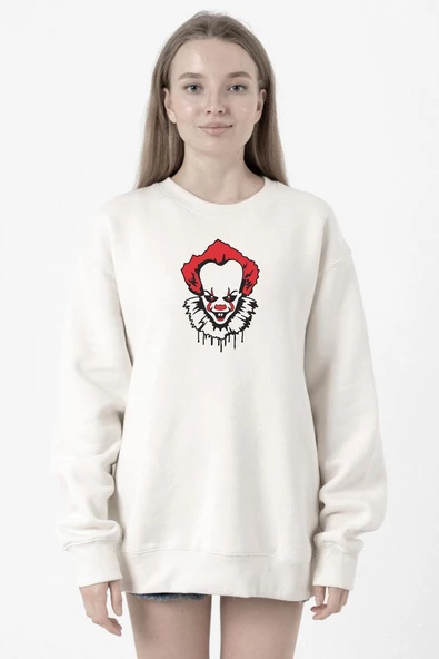 Pennywise Face Beyaz Kadın 2ip Sweatshirt ürün görseli 1