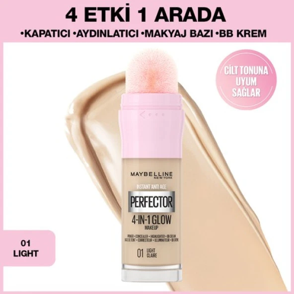 Maybelline New York Instant Perfector Glow 4 Etki 1 Arada Fondöten- 01 Light ürün görseli 1