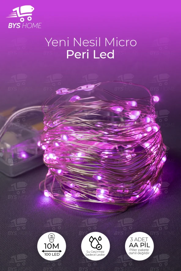 Peri Led 10 Metre Pilli Pembe Renk Dekoratif Aydınlatma ürün görseli 1