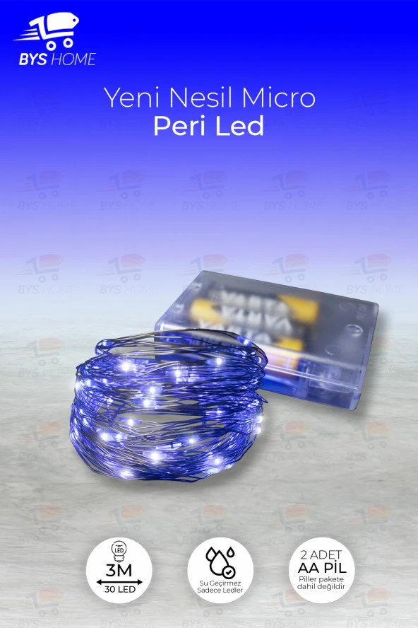 Peri Led 3 Metre Pilli Mavi Renk Dekoratif Aydınlatma ürün görseli 1