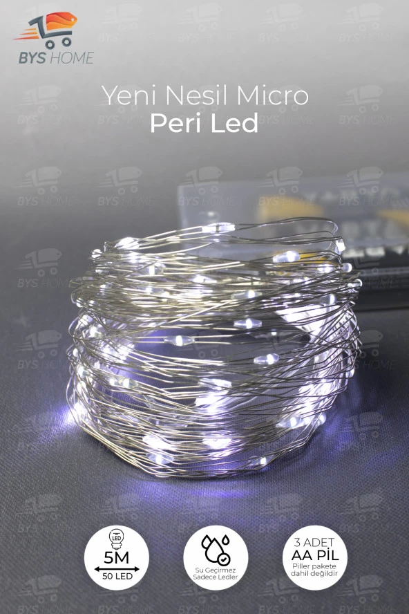 Peri Led 5 Metre Pilli Beyaz Renk Dekoratif Aydınlatma ürün görseli 1