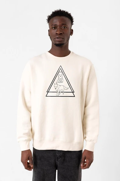 Princess Mononoke Wolves Ekru Erkek 2ip Sweatshirt ürün görseli 1