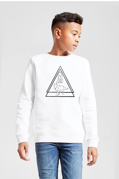Princess Mononoke Wolves Beyaz Çocuk 2ip Sweatshirt ürün görseli 1