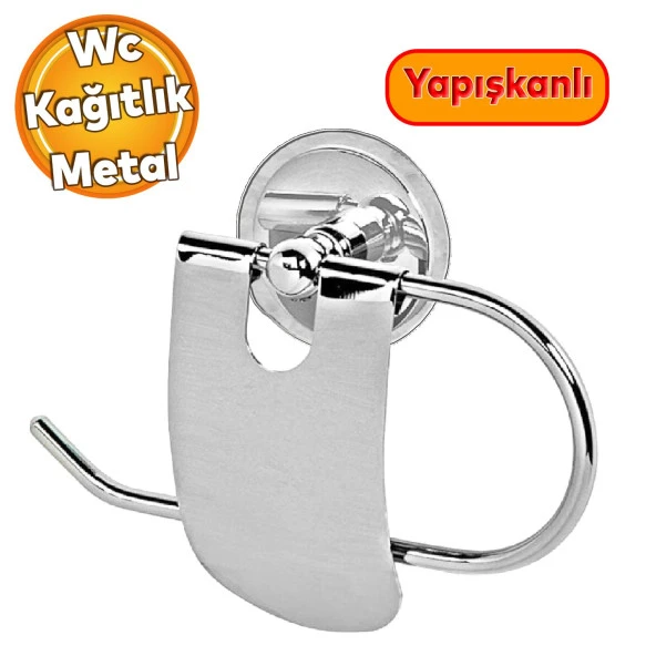 Yapışkanlı Tuvalet Kağıtlık Aparat Kapalı WC Kağıt Standı Bez Havluluk Paslanmaz Metal Sağlam Krom ürün görseli 1