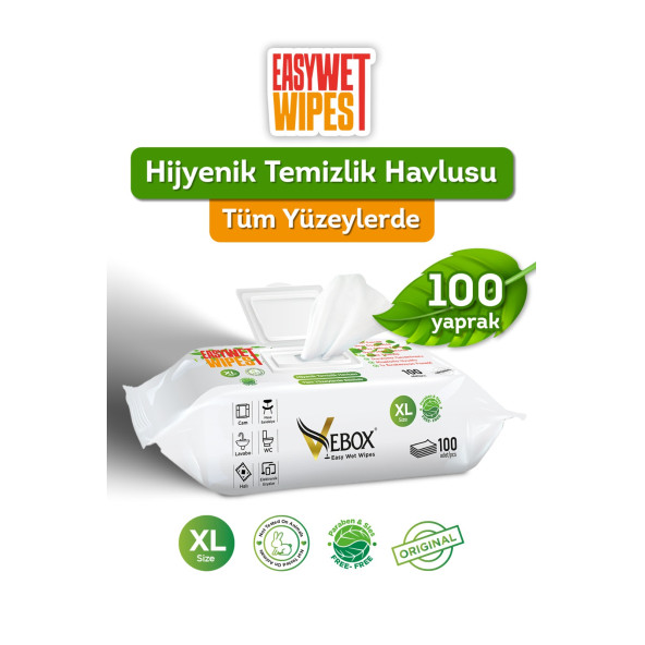 Vebox Easy Wet Wipes Yüzey Temizleme Havlusu (100 Yaprak) ürün görseli 1