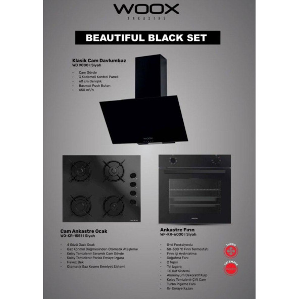 Woox Beautiful Black Ankastre Set ürün görseli 1