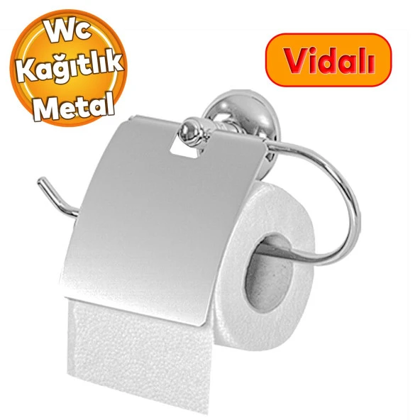 Tuvalet Kağıtlık Aparat Kapalı WC Kağıt Standı Paslanmaz Metal Sağlam Vidalı Krom Renk ürün görseli 1