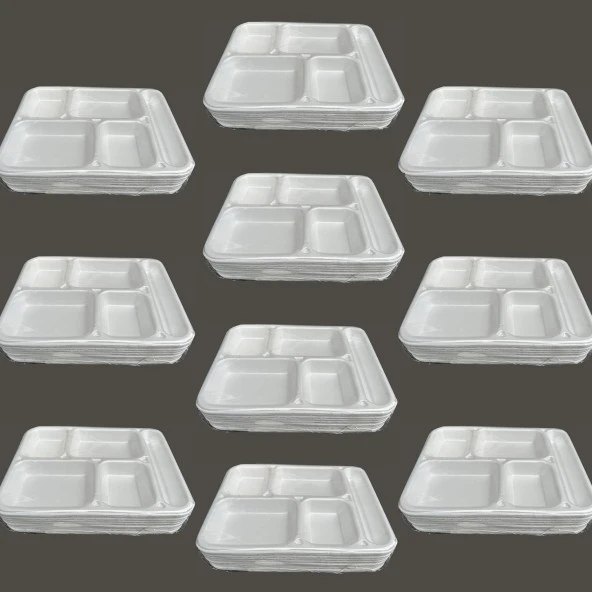 Dağyüce Tek Kullanımlık Köpük 5 Bölmeli Tabldot Köpük Tabak - 26.5x35 Cm. - 10 Adetlik 10 Paket ürün görseli 1