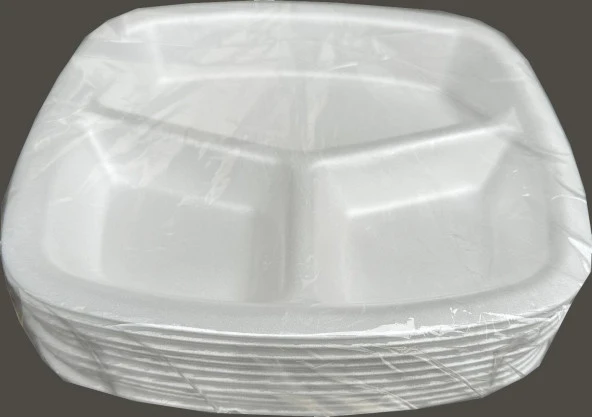 Dağyüce Tek Kullanımlık Köpük 3 Bölmeli Tabldot Köpük Tabak - 23.5x25 Cm. - 10 Adetlik 1 Paket ürün görseli 1
