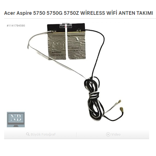 Acer Aspire 5750 5750G 5750Z WİRELESS WİFİ ANTEN TAKIMI ürün görseli 1