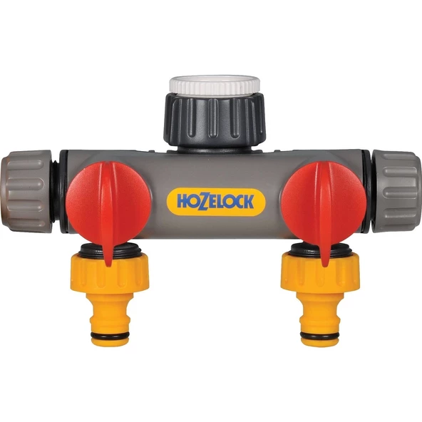 Hozelock 2252H Çift Yönlü Vanalı Musluk Bağlantısı 1/2" - 3/4" - 11" ürün görseli 1