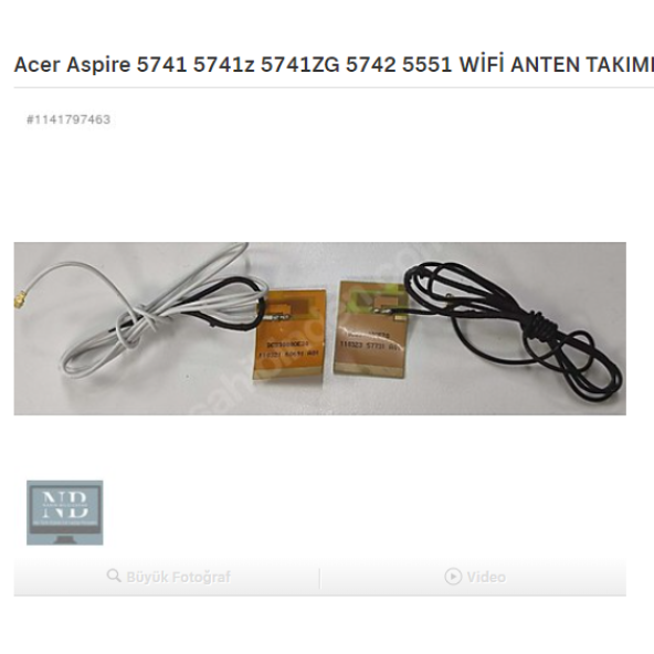 Acer Aspire 5741 5741z 5741ZG 5742 5551 WİFİ ANTEN TAKIMI ürün görseli 1