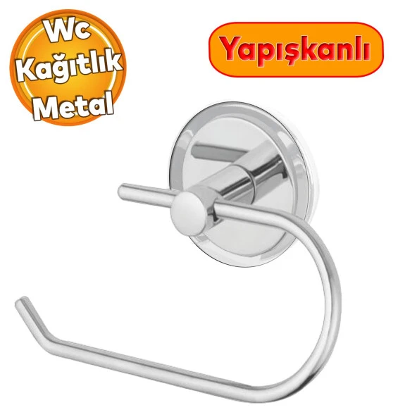Tuvalet Kağıtlık Yapışkanlı Açık Aparat WC Kağıt Standı Bez Havluluk Paslanmaz Metal Sağlam Krom ürün görseli 1