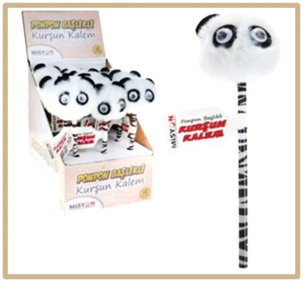 Misyon Panda Ponpon Başlıklı Kurşun Kalem ürün görseli 1