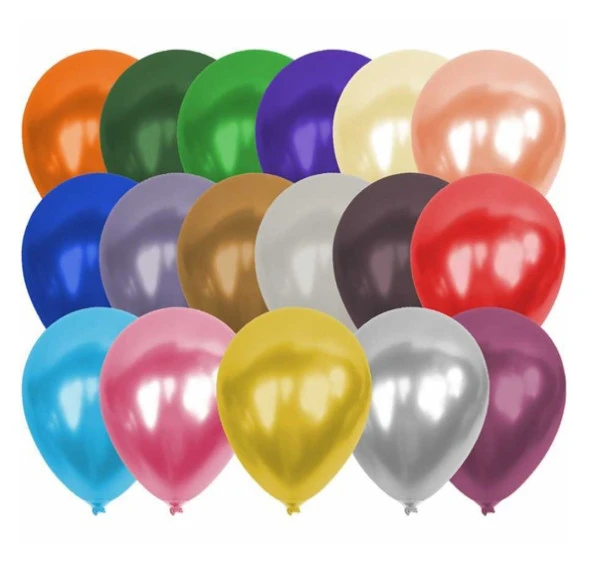 Metalik Tek Renk Balon - 10 adet ürün görseli 1