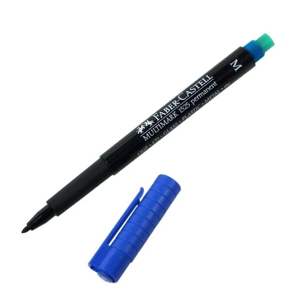 Faber Castell 1525 Permanent Kalem - Asetat Kalemi M Mavi ürün görseli 1
