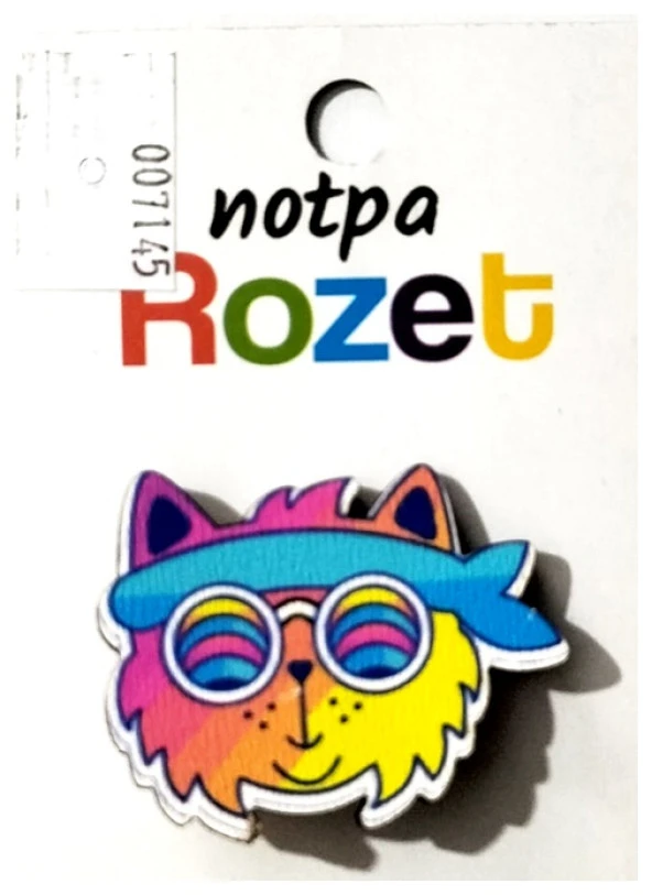 Notpa Rozet Ahşap Gözlüklü Kedi - 3 adet ürün görseli 1