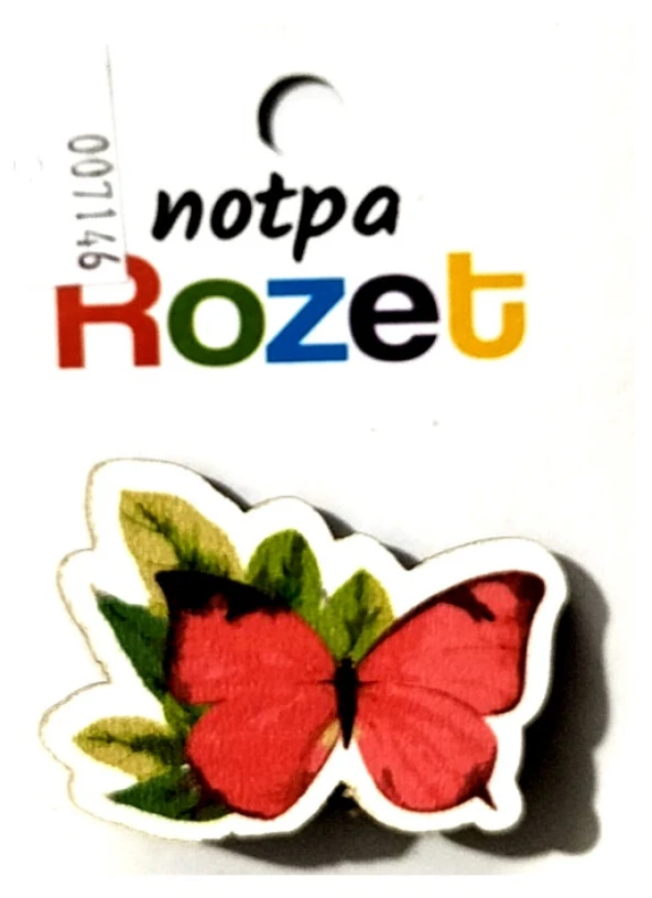 Notpa Rozet Ahşap Kelebek Kırmızı - 3 adet ürün görseli 1
