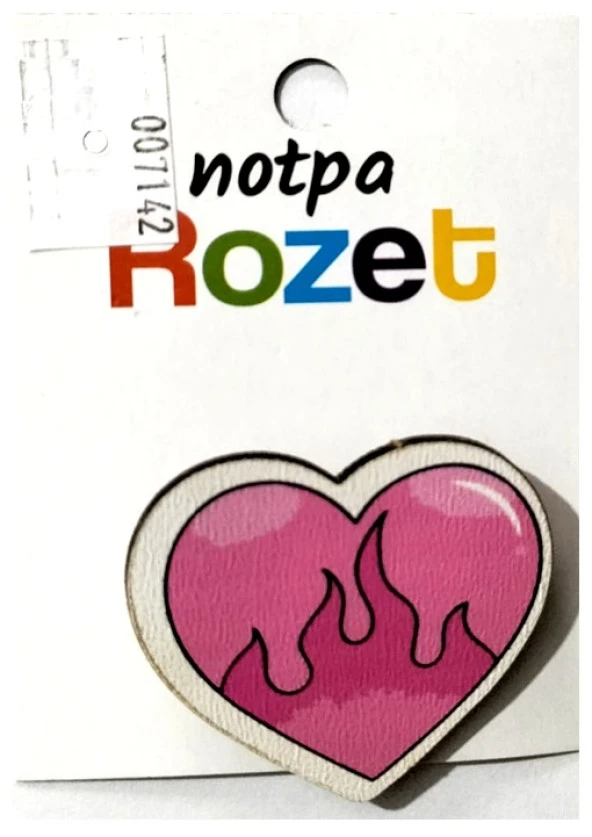 Notpa Rozet Ahşap Pembe Kalp - 3 adet ürün görseli 1
