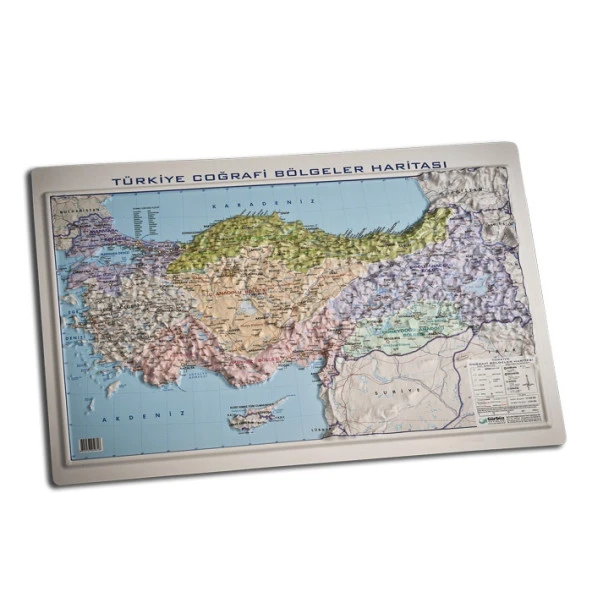 Gürbüz Kabartmalı Türkiye Coğrafi Bölgeler Haritası 35X50 ürün görseli 1