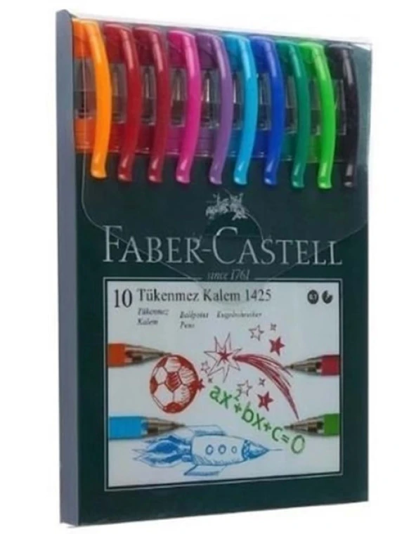 Faber Castell 1425 Renkli Tükenmez Kalem Seti 10Lu ürün görseli 1