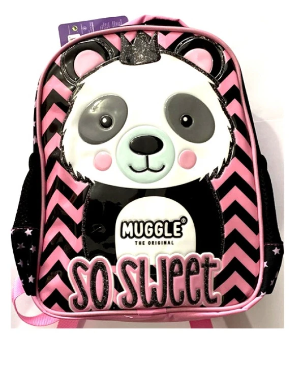 Muggle Panda Anaokulu Çantası Siyah-Pembe Mu-7327 ürün görseli 1