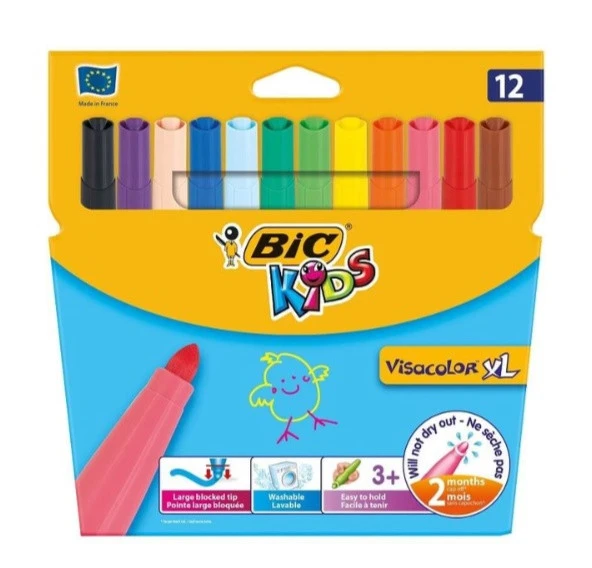 Bic Visacolor Xl Keçeli Kalem Jumbo 12Li ürün görseli 1