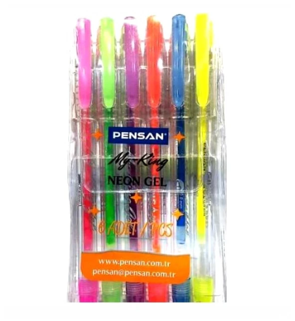 Pensan My-King Neon Fosforlu Jel Kalem Seti 6Lı ürün görseli 1