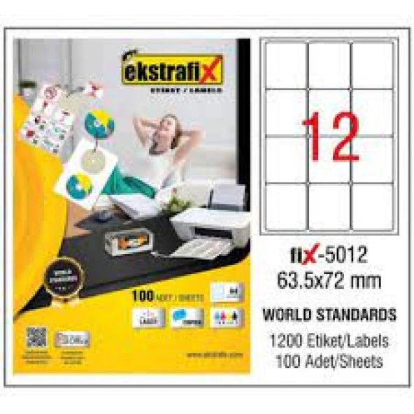 Ekstrafix A4 Lazer Etiket 100Lü 63.5X72 ürün görseli 1