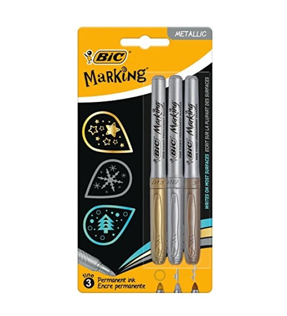 Bic İntevsiv Metalik Markör Kalem 3Lü ürün görseli 1