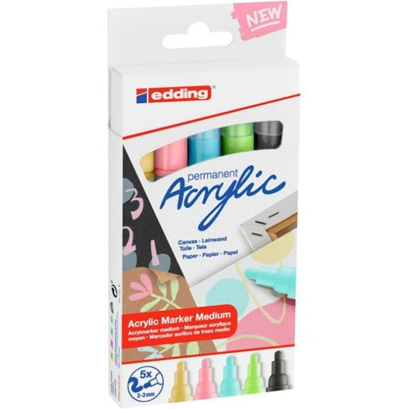 Edding Akrilik Markör Kalem Seti 5Li Pastel ürün görseli 1