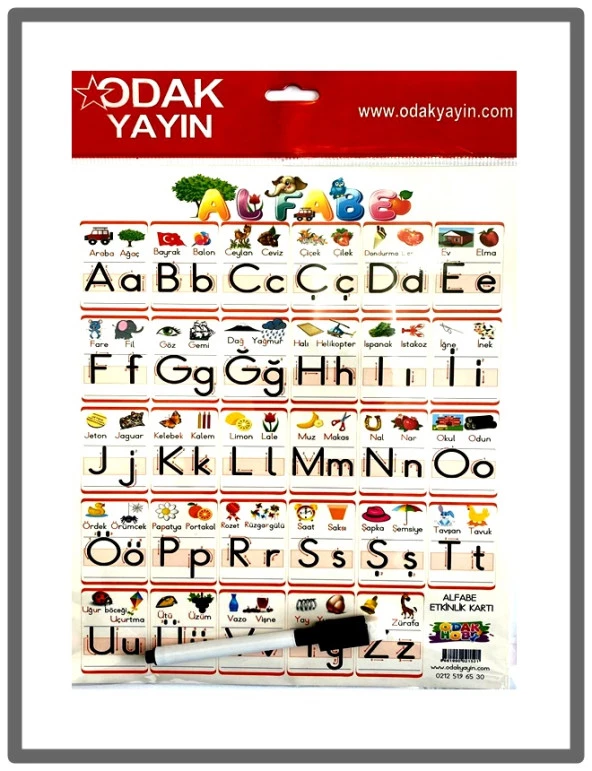 Odak Yayın Alfabe Kartı Kalemli A4 ürün görseli 1