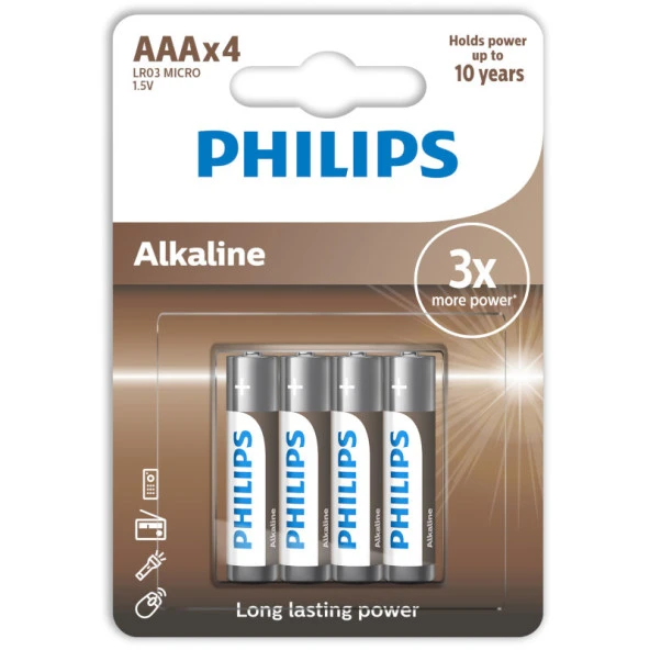 Philips İnce Kalem Pil AAA 4Lü ürün görseli 1