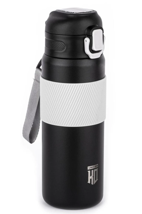 OKADI SİYAH PİPETLİ PASLANMAZ ÇELİK TERMOS 600ML ürün görseli 1