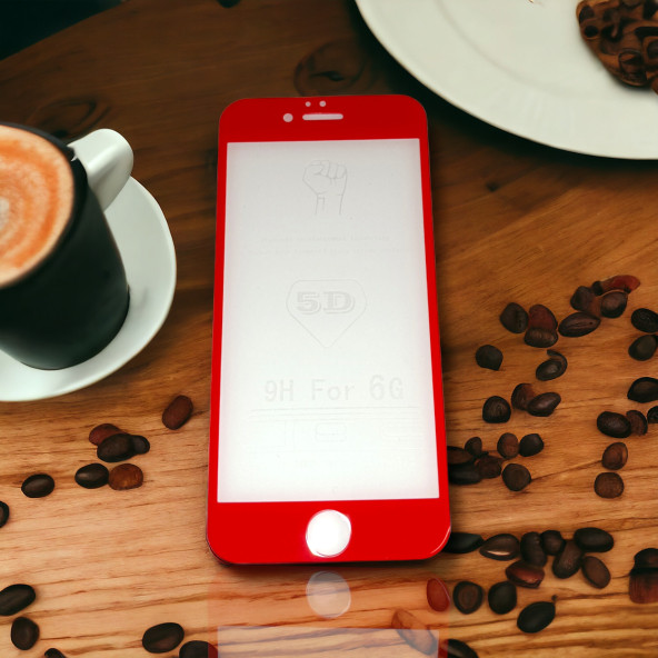 iPhone 6G Plus 6S Plus Uyumlu Ekran Koruyucu 5d Kırılmaz Cam Tam Kaplayan Kırmızı ürün görseli 1