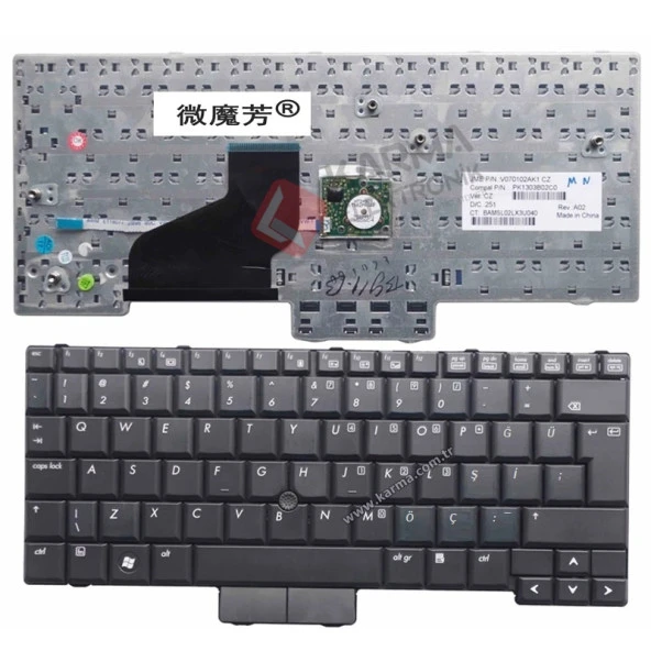 Hp EliteBook 2530p Compaq 2510 2510P 2530 2530P Notebook Klavyesi, Siyah TR / V105020AK1 ürün görseli 1