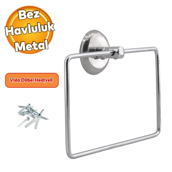 Krom Renk Vidalı Kare Havluluk Lavabo Banyo Mutfak Aparat Standı Bez Havlu Askısı Paslanmaz Metal ürün görseli 1