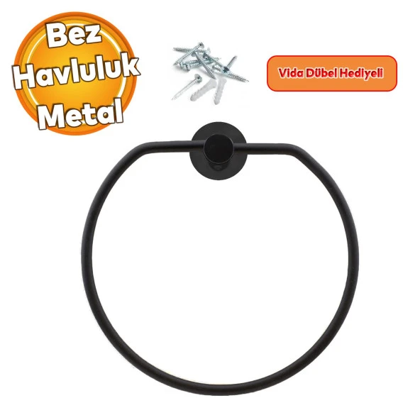 Vidalı Bez Havluluk Aparatı Lavabo Banyo Mutfak Bez Havlu Askısı Siyah Paslanmaz Metal ürün görseli 1