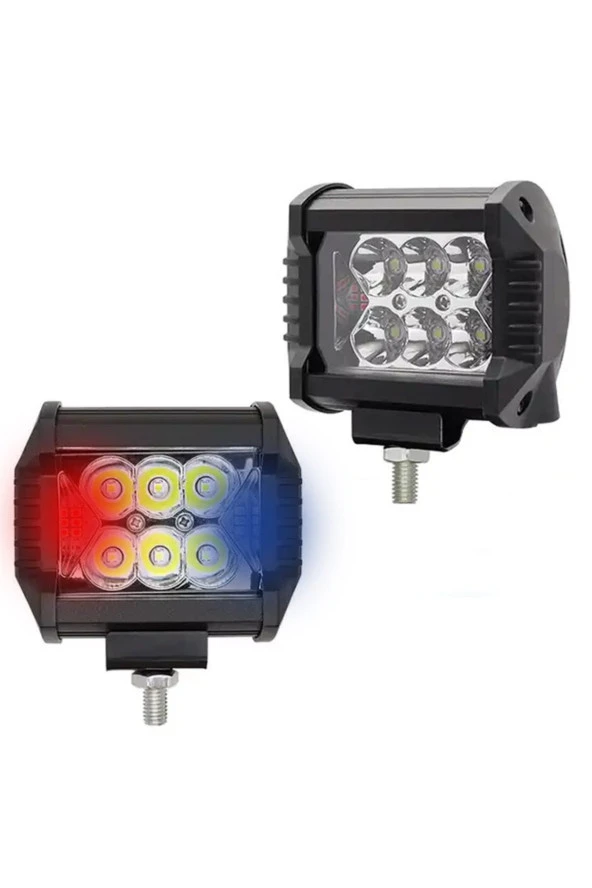 6 Led Çalışma Lambası Kırmızı Mavi Flaşlı Offroad Modlu ürün görseli 1